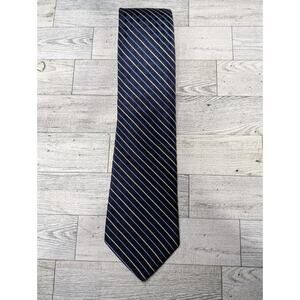 Tommy Hilfiger Mens Tie Navy Blue And Light Blue Stripes 3.75 X 60